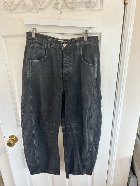 We The Free Denim - We The Free Black Washed Barrel Leg Relaxed Jean Size 28